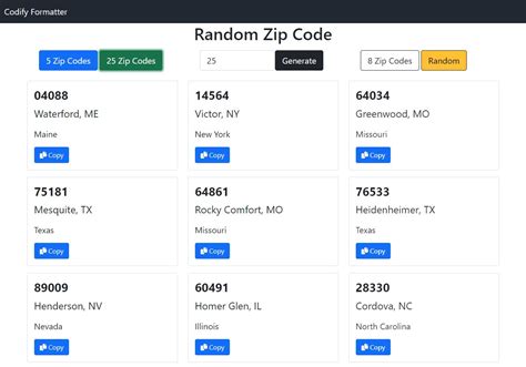 Random Us Zip Code Generator