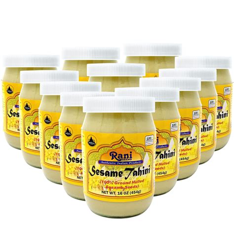 Rani Sesame Tahini Sesame Butter 16Oz 1Lb 454G Glass Jar Vegan No Added Sugar No Sodium Gluten Free Non Gmo No Colors Usa Made