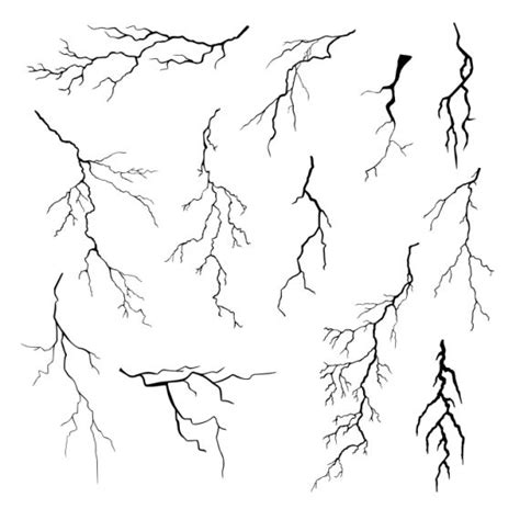 Realistic Lightning Bolt Tattoo Set