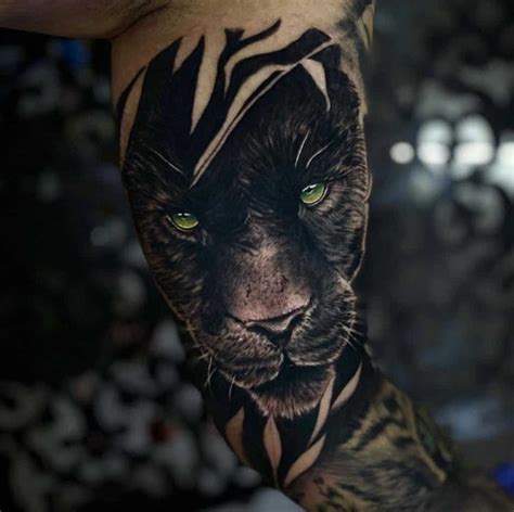 Realistic Panther Head Tattoo