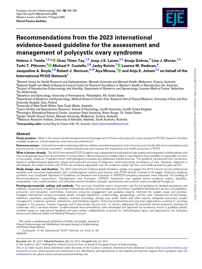 Recommendations From The 2023 International Evidence Based Guideline Recommendations From The 2023 International Evidence Based Guideline