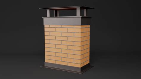 Rectangular Brick Chimney 3D Model 24 3Ds Blend C4d Fbx Max Ma