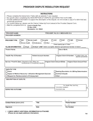 Regal Medical Group Provider Dispute Form Fill And Sign Printable
