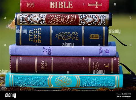 Religious Books Quran Bible And Torah Christianity Islam Judaism
