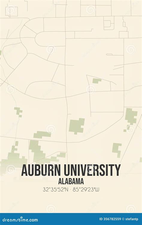 Retro Us Map Of Auburn University Alabama Vintage Street Map Stock