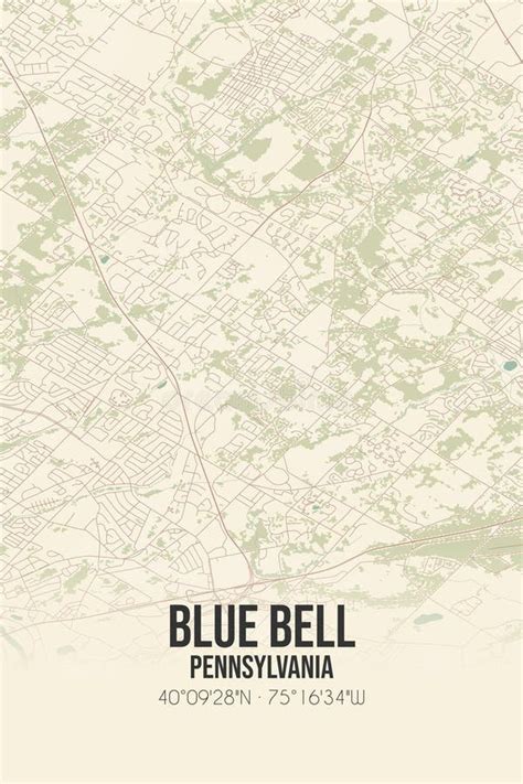 Retro Us Map Of Blue Bell Pennsylvania Vintage Street Map Stock