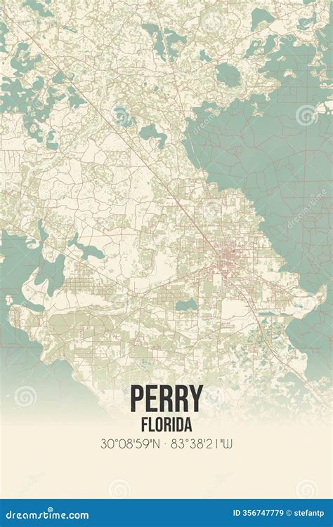 Retro Us Map Of Perry Florida Vintage Street Map Stock Illustration