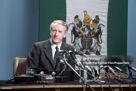 Rhodesia Prime Minister Ian Smith Addressing A Press Conference In Rhodesia Prime Minister Ian Smith Addressing A Press Conference In