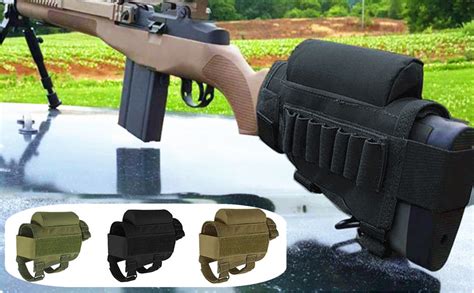 Rifle Buttstock Hunting Shooting Tactical Cheek Rest Pad Ammo Pouch