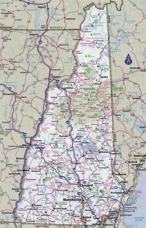 Road Map Of New Hampshire With Cities