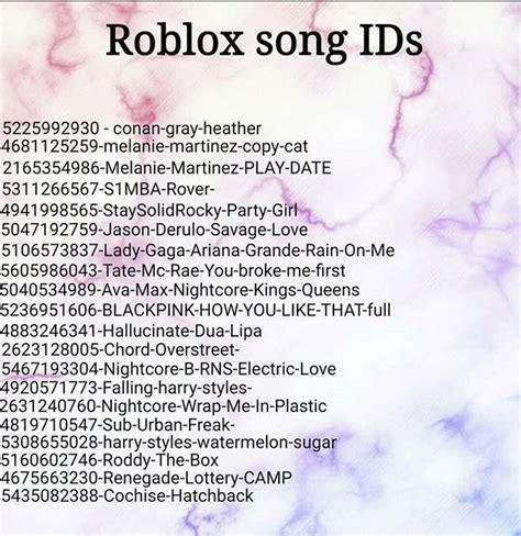Roblox Song Codes
