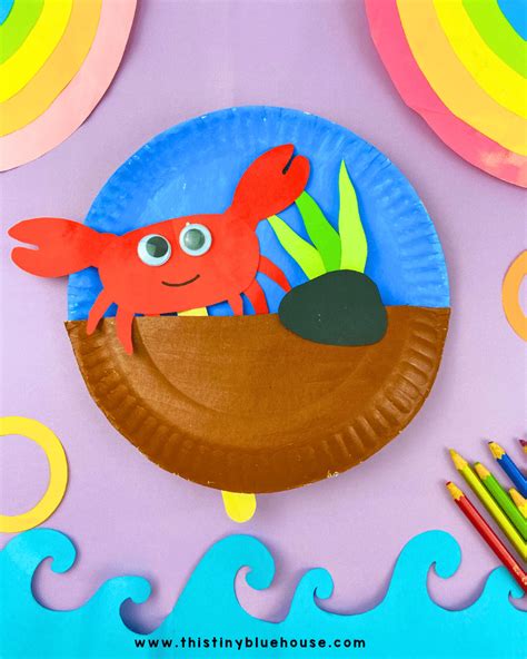 Rocking Paper Plate Crab Craft This Tiny Blue House