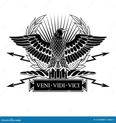 Roman Eagle With The Words Of Caesar S Veni Vidi Vici Vector