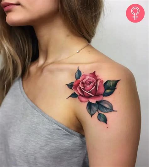 Rose Front Shoulder Tattoos For Women
