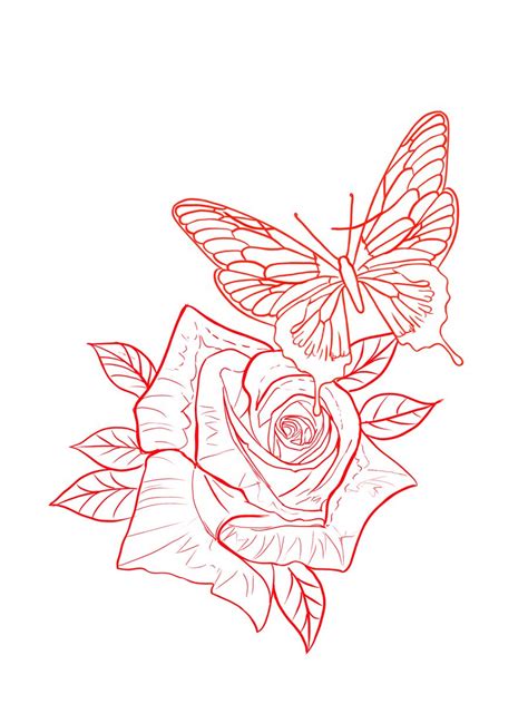 Rose With Butterfly Tattoo Stan Ille In 2022 Rose And Butterfly
