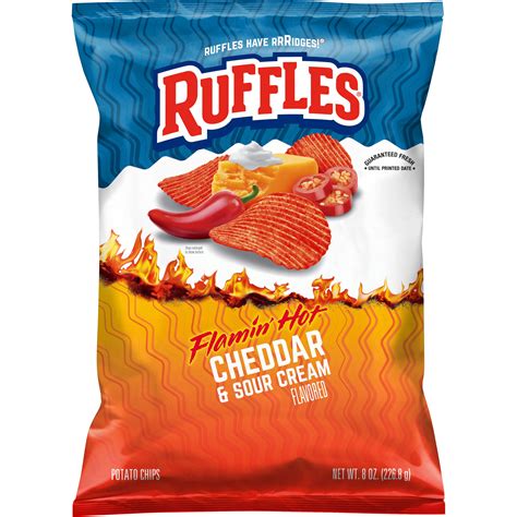 Ruffles Flamin Amp 39 Hot Cheddar Amp Sour Cream Potato Chips 2 5 Oz Fry S