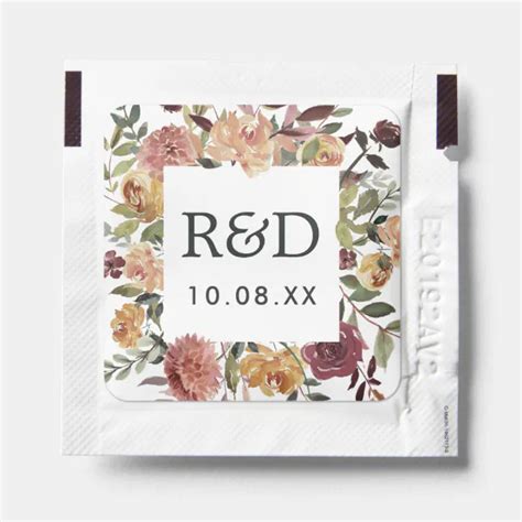 Rustic Bloom Elegant Watercolor Floral Wedding Hand Sanitizer Packet
