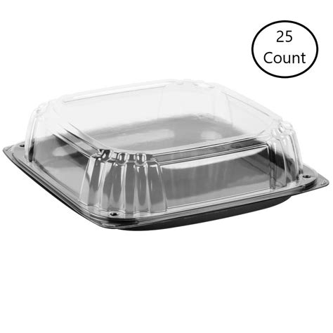 Sabert Disposable Square Catering Tray With Lid 12X12 Plastic Clear Dome Stackable 25 Case Walmart Com