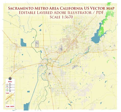 Sacramento California Us Pdf Vector Map Metro Area Exact High Detailed City Plan Zipcodes Editable Adobe Pdf Street Map In Layers Maps In Vector Detailed Street Maps Illustrator Pdf Coreldraw