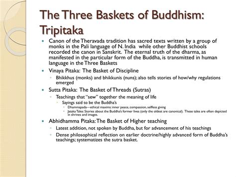 Sacred Texts Of Buddhism Overview Tripitaka Three Baskets Lesson