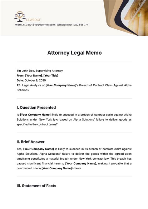 Sample Legal Memo Template