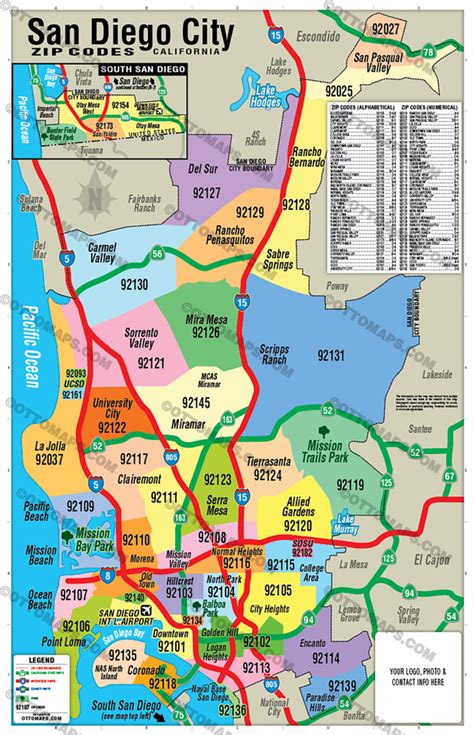 San Diego City Zip Code Map Files Pdf And Ai Files Editable Vector Royalty Free