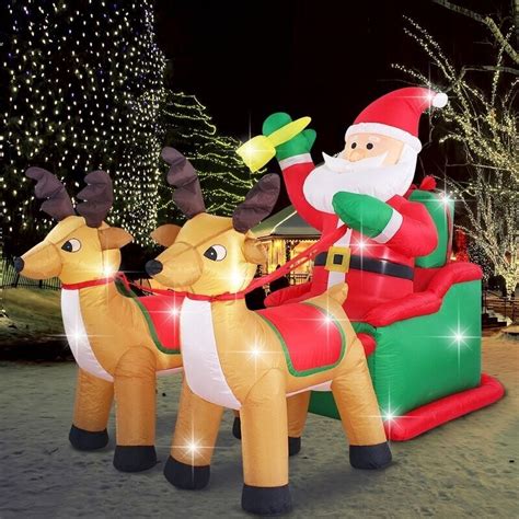 Santa Sleigh And A Duo Of Reindeer Foter