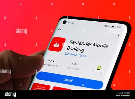 Santander Mobile Banking App Interface On Smartphone Screen Santander Mobile Banking App Interface On Smartphone Screen