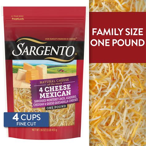 Sargento Natural 4 Cheese Pizzeria Shredded Cheese Traditional Cut 8 Oz Sargento Foods Incorporated