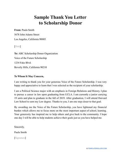 Scholarship Donor Thank You Letter Template Infoupdate Org Scholarship Donor Thank You Letter Template Infoupdate Org