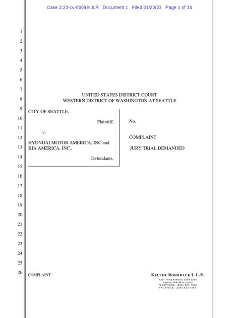 Seattle V Hyundai And Kia Lawsuit Pdf Theft National Highway