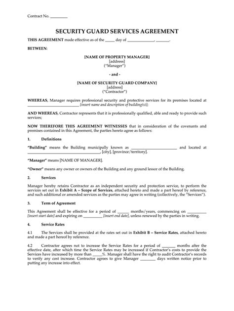 Security Guard Employment Contract Template
