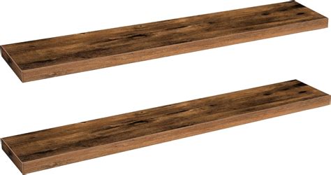 Set Of 3 Large Floating Shelves 48 Inch Rustic Wood Wall Shelves For Living Room Bedroom