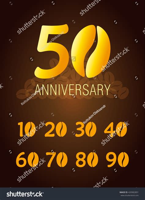 Set Of Coffee Numbers Logotypes. Greeting Card, Golden Beans. % Off ...