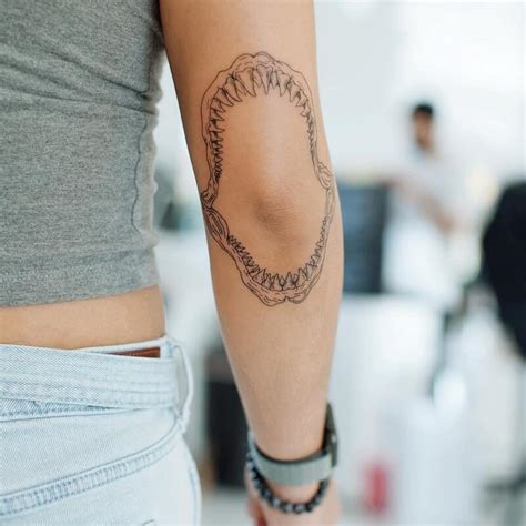 Shark Jaw Tattoo On Elbow Shark Jaw Tattoo On Elbow
