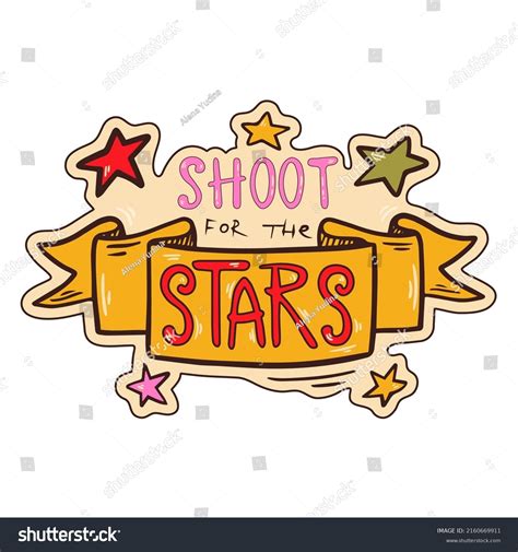 Shoot For The Stars Sticker With Positive Phrase Printable Motivation