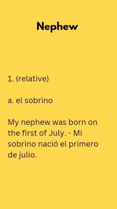 Shorts How To Say Nephew In Spanish Spanish Vocabulary