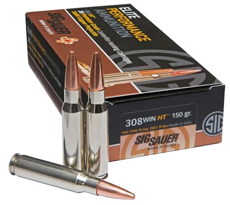 Sig Sauer Ht Elite Hunting 308 Winchester 7 62X51 Nato Ammunition 20 Rounds 150 Grain Solid Copper Open Tip Match 2900Fps E308h120 Sig Sauer Ht Elite Hunting 308 Winchester 7 62X51 Nato Ammunition 20 Rounds 150 Grain Solid Copper Open Tip Match 2900Fps E308h120