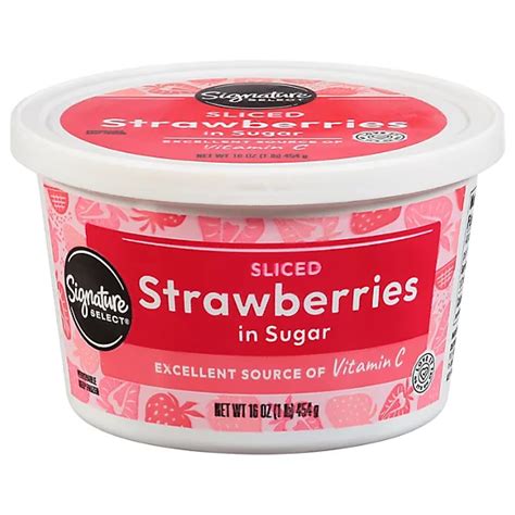 Signature Select Strawberries Sliced In Sugar 15 Oz Albertsons