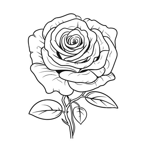 Simple Outline Sketch Of A Rose Drawing Vector Rose Drawing Wing