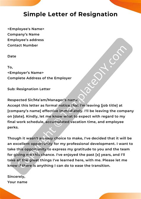 Simple Resignation Letter Sample