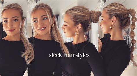 Sleek Hairstyles Sleek Middle Part Bun Ponytail Half Up Hair