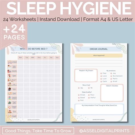 Sleep Hygiene Worksheets Sleep Journal Sleep Habits Sleep Cycle
