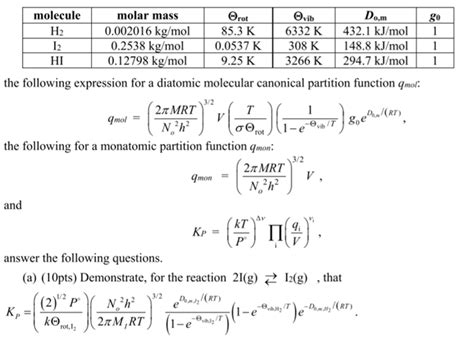 Solved Rot Molecule H2 12 Hi Molar Mass 0 002016 Kg Mol 0 2538 Kg