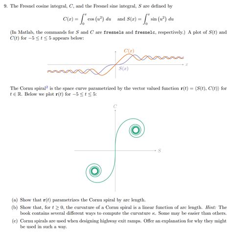 Solved The Fresnel Cosine Integral C And The Fresnel Sine Chegg Com