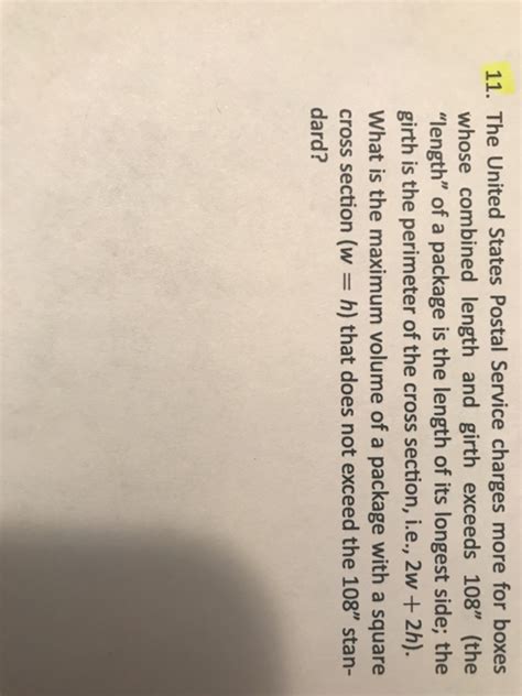 Solved The United States Postal Service Charges More For Boxes Whose Solved The United States Postal Service Charges More For Boxes Whose