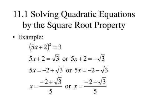 Solving Quadratic Equations Using The Square Root Property Math Showme