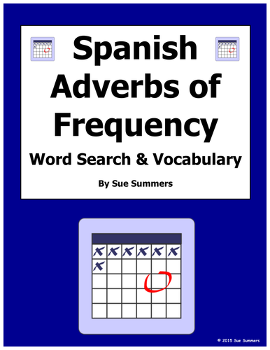 Spanish Adverbs Of Frequency Word Search Worksheet And Vocabulary
