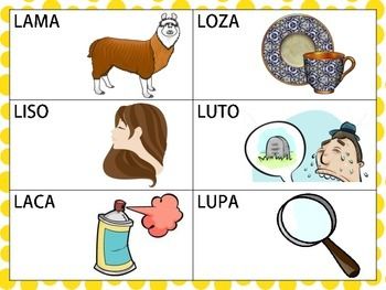 Spanish Cvcv Words With L Sound In The Initial Position Initials