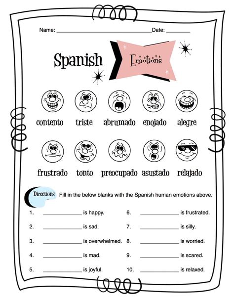 Spanish Human Emotion Words Worksheet Packet Made By Teachers Spanish Human Emotion Words Worksheet Packet Made By Teachers